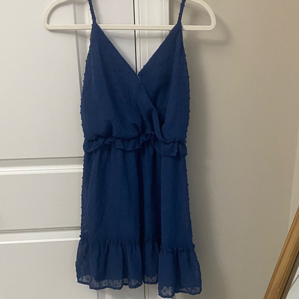 Altar’d State Blue Sleeveless Ruffle Dress